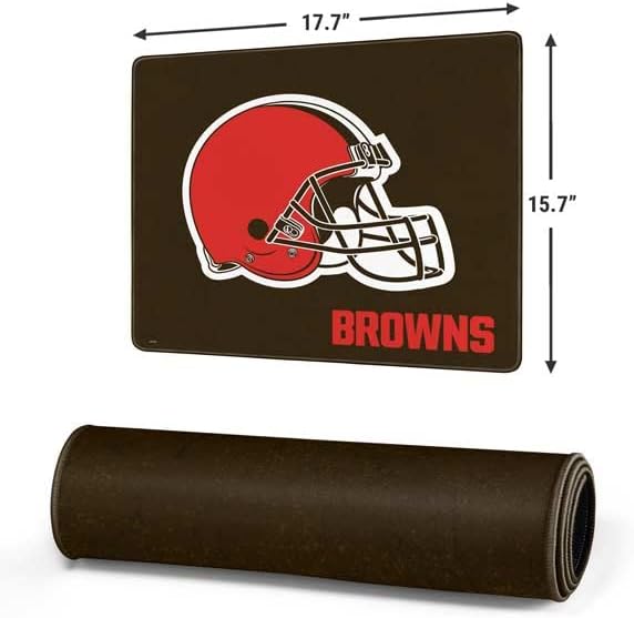 Skinit Medium Gaming Mouse Pad - Officially Licensed Cleveland Browns Distressed Design with Stitched Edges, Waterproof, Non-Slip Rubber Base, Desk Mat for Keyboard & Mouse, 17.7" x 15.75" inches