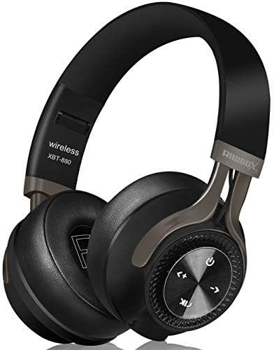 Riwbox Bluetooth Headphones, XBT-880 Wireless Bluetooth Headphones Over Ear with Microphone and Volume Control Wireless and Wired Foldable Headset for iPhone/iPad/PC/Cell Phones/TV (Black&Grey)