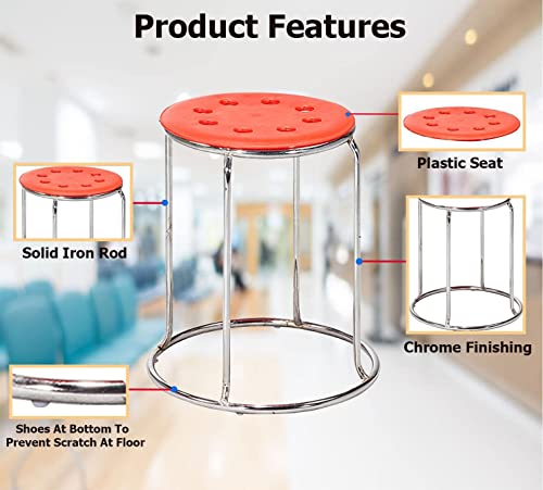 Image of NGFC Set of 5 Round Metal Bar Stools for Indoor /Outdoor Use - Multicolor Kitchen, Office, Medical, CAF, Doctor, and Hospital Stool, Durable & Stylish Seating Solution