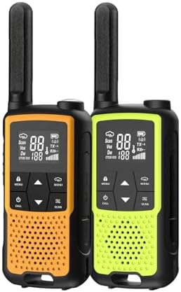 F22 FRS Radio Rechargeable 22 Channels NOAA with Gang Charger 2 pcs（Fluorescent Green & Orange