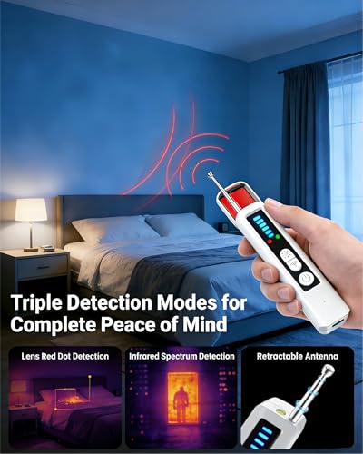 Image of Hidden Camera Detectors, Anti-Spy Camera Finder,Rechargeable GPS Tracker&Bug Detector, Anti-Theft Alarm, 6 Adjustable Sensitivity, 4 Working Modes, Privacy Protector for Hotels, Travel, Home & Office