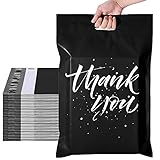 Metronic Poly Mailers 14.5x19 50 Pcs | Upgrade Design Shipping Bags with Handle | Mailing Bgs for Small Business with Self Adhesive | Easy to Carry, Waterproof and Tear-Proof Package Bags Black