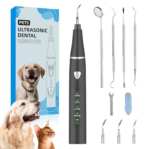 Psytpusa Dental Plaque Remover Tool——Dog Teeth Cleaning Kit?Dental Scraper for Tartar and Plaque 3 Cleaning Moder USB Charge Teeth Cleaning Tools with LED Light(Black 01)