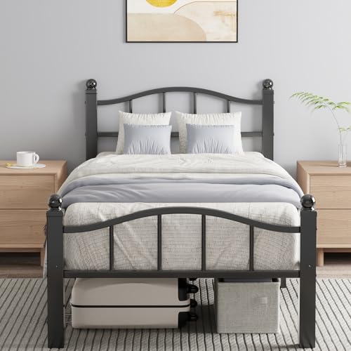 Blbeed Metal Twin Bed Frames, Noise-Free Design & Underbed Storage Heavy Duty Bed Frames with...