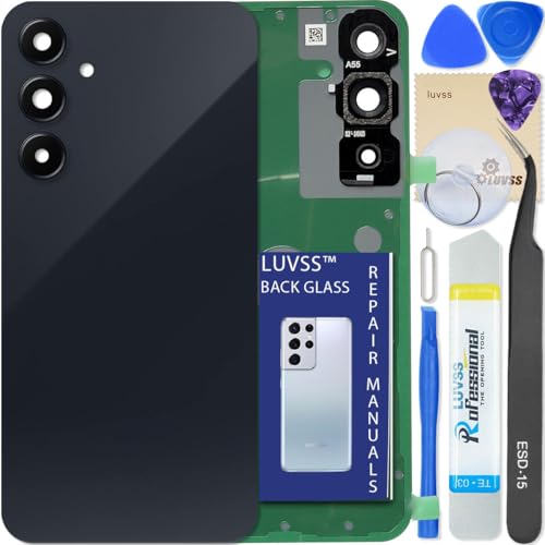 Vitre arrière Samsung Galaxy A55 SM-A556B/DS noir cache batterie LUVSS