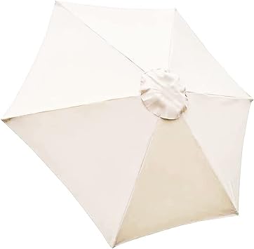 Round Replacement Parasol Fabric Canopy for 6-Ribs/8-Ribs Frame Umbrella, 9FT/10FT Sun Umbrella Rechange Cloth, 5 Colors, UV Protected, Waterproof