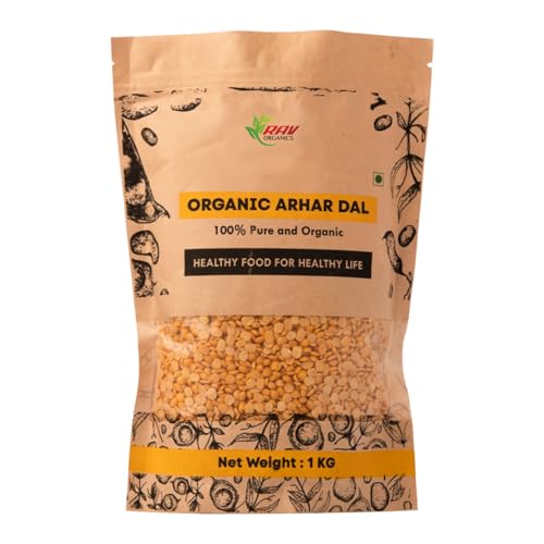 Image of Rav Organics 100% Organic Arhar Dal 1Kg | Unpolished Toor /Tur Dal | Protein-Rich Pulses for Healthy Cooking | Natural Indian Lentils | Non-GMO and NPO Certified | Chemical & Preservative Free