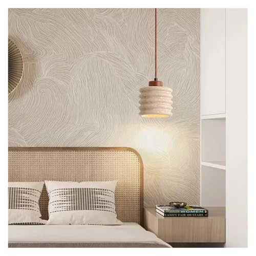 Suspension en travertin jaune et luminaire de chevet LED pour une chambre cocooning