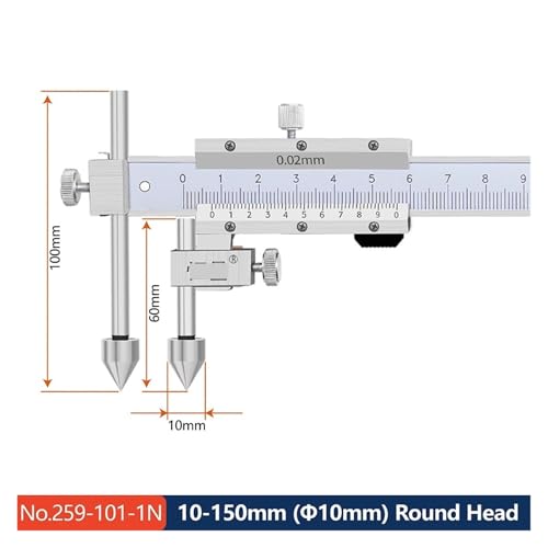 Calibrador Vernier para distancia y agujeros 150mm acero inox miniatura 2