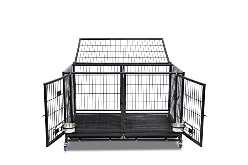 Homey Pet-43 All Metal Open Top Stackable Heavy Duty Cage(Upper) w/Floor Grid, Tray, Divider, and Feeding Bowl