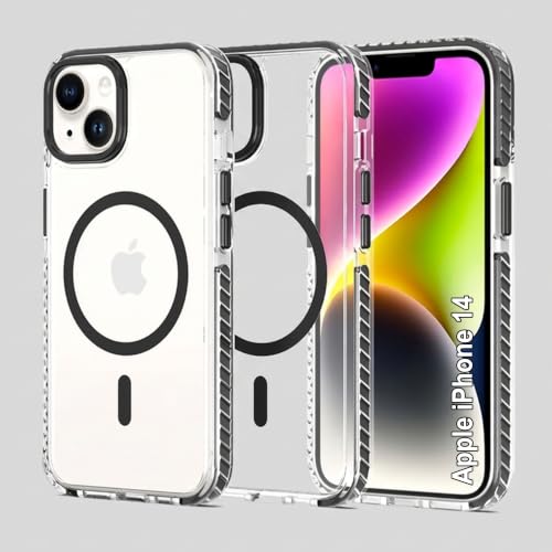Image of Zapcase Crystal Clear Back case for iPhone 14 | Hard PC Back | TPU Bumper with Inner Rubber Grip | Metal Camera Guard Bezel | Metal Buttons | Scratch Resistant Cover | 2 Layer Edge Protection | Black