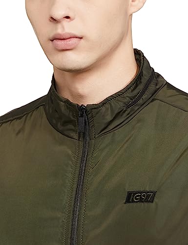 Image of The Indian Garage Co Men Slim Fit Solid Bomber Jackets