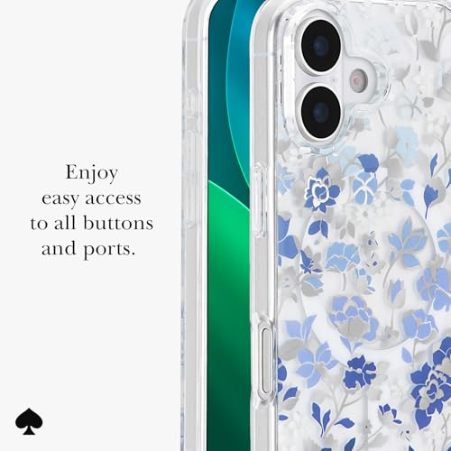 Image of kate spade new york iPhone 17 Case - Flowerbed Blue Gems | Compatible with MagSafe - Lightweight Designer Case for iPhone 17 with Anti-Scratch Coating and Flowerbed Blue Design