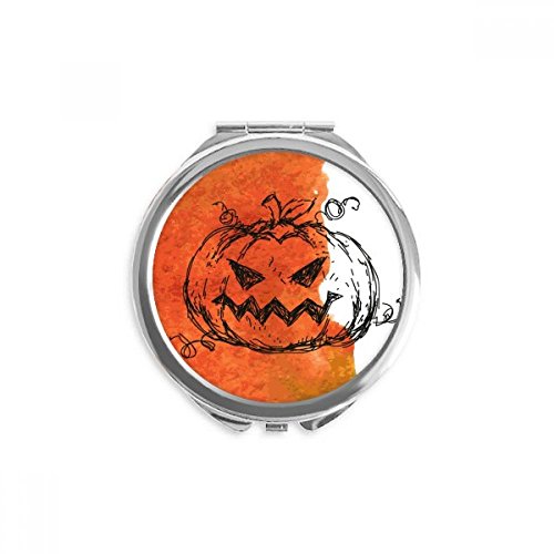 Miroir rond de poche Halloween citrouille peinte idée cadeau originale accessoire maquillage