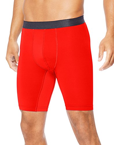 Hanes Men's Sport Performance Compression Short, Scarlet/Ebony, Medium