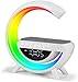 Taylor & Brown Night Light Lamp Wireless Charger, Bluetooth Speaker Alarm Clock, G-Shaped Bedroom Bedside Mood Atmosphere Lamp, Dimmable LED Table Lamp Alarm Clock, Birthday Gift for Girls Boys