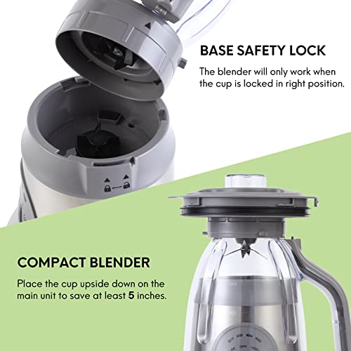 300W Cordless Portable Blender For Shakes And Smoothies, Regenerate Personal Large Size Cordless Mixer With Rechargeable Battery For Kitchen Outdoor Sports, Tritan 48 Oz Camping Blender Jar For Fruits, Veges, Gray #TOP4