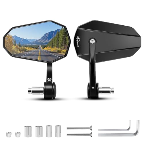 KAOLALI 2 piezas Espejos Retrovisores Moto, Espejos Moto Homologados, Retrovisores de Manillares, Retrovisores Moto Universal, para Motocicleta Scooter Bicicletas ATV