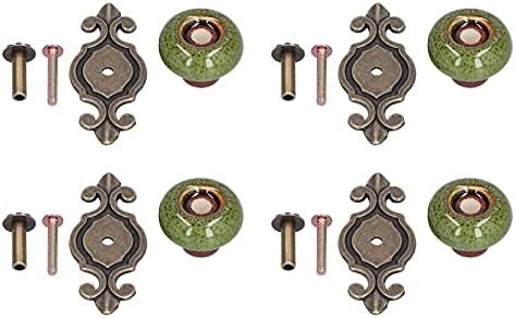 4 Set Zinc Alloy Round Cabinet Knob Drawer Pull Handle Green for Furniture Wardrobe Bathroom Hardware