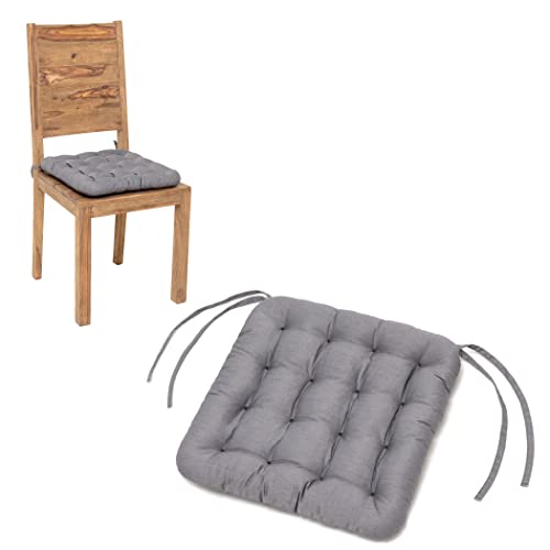 HAVE A SEAT Living - Stuhlkissen 40x40 6er Set - Bequemes Sitzkissen Orthopädisch, Waschbar bis 95°C, Indoor/Outdoor, Wetterfest - Made in Germany (6er Set - 40x40 cm, Hellgrau)