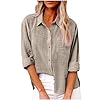 Chambray Shirt Women 3/4 Sleeve Vocation Cute Gym ... #1