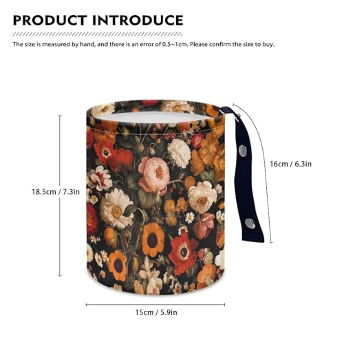 Image of Bright Flower Car Trash Can Collapsible Hanging Portable Dustbin Bin Waste Basket Car Accessories Interior for Cars, Family Gatherings, Camping