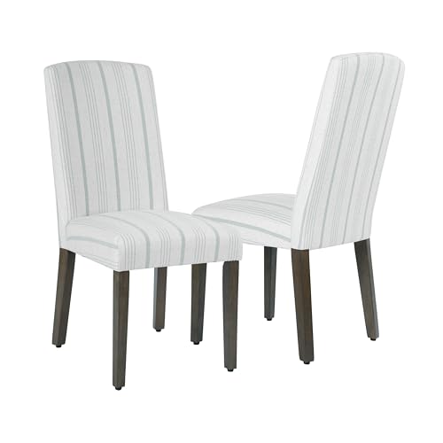 Image of HomePop Parsons Classic Dining Chairs, Pack of 2, Dove Grey Stripe
