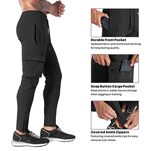 BROKIG Mens Cargo Workout Joggers Pants Tapered Gym Athletic Tactical Slim Sweatpants Men with Pockets2