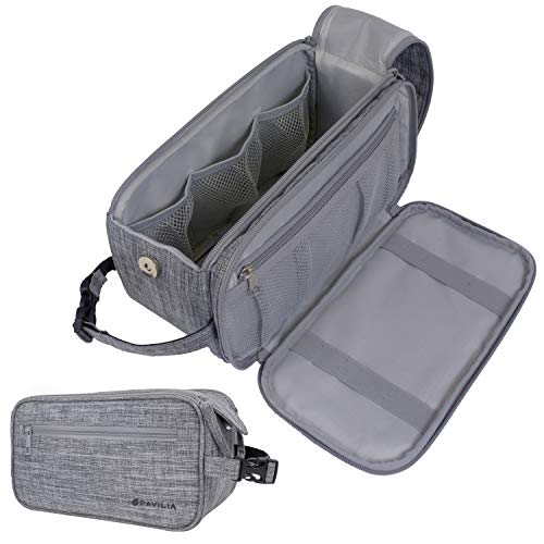 PAVILIA Bolsa de higiene para homens, kit de limpeza de barbear essenciais de viagem, bolsa de viage