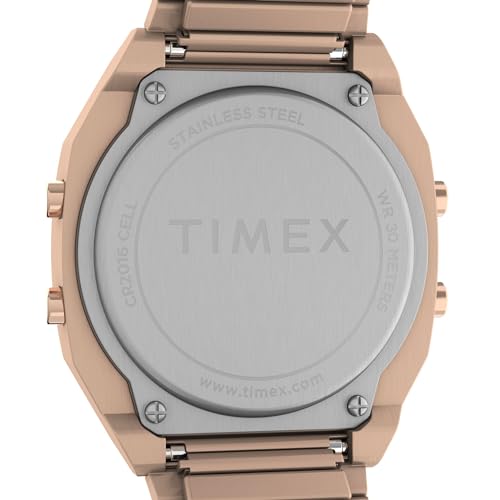 Image of TIMEX 80 Digital Watch for Women with Pink Square Dial & Rose Gold Stainless Steel Bracelet Band Water Resistant Women's Wrist Watches - TW2W41600UJ