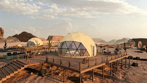 Hybrid Geodesic Glamping Dome Tent, 2-6 Person, Bathroom...