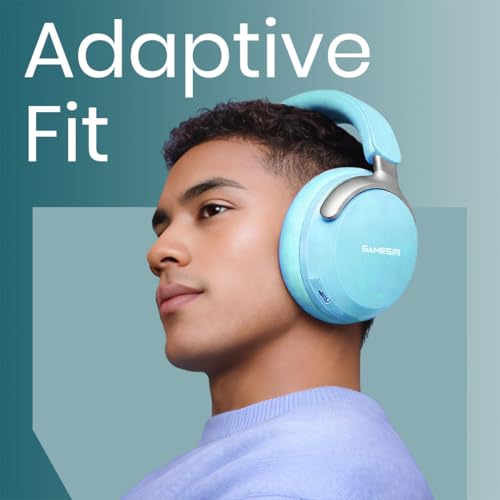 Image of GameSir Bass Wireless Headphones with 40mm Drivers, Deep Bass Stereo Sound, Bluetooth 5.3, Over-Ear Noise Isolation Headset with LED Light, Built-in Mic for PC, Mobile & Laptop (Blue)