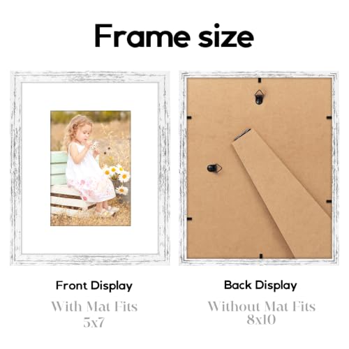 Image of 6 Pack 8x10 Frames, Mat for 5x7 Photos, Shatter HD Plexiglass | Removable mat fits two photo sizes, slim frame with stand for horizontal & vertical tabletop & wall mount