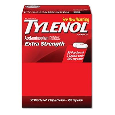 MCNEIL - DIV OF JOHNSON&amp;JOHNSON Tylenol Extra Strength Caplet Refills, 2 Caplets Per Packet, 50-Pack Box 3 Pack - 50 CountBox