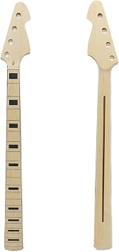 Vetimobato Maple Replacement Electric Bass Guitar Neck, 4-String 22 Fret 34 Scale Length 42mm Nut & 65mm Heel Maple Fretboard Bolt On Unfinished Bass Neck DIY Installation & Repair Part