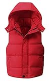 Happy Cherry Little Girls Sleeveless Coat Windproof Lightweight Puffer Padded Warm Winter Zipper Up Hooded Vest 5-6T Red