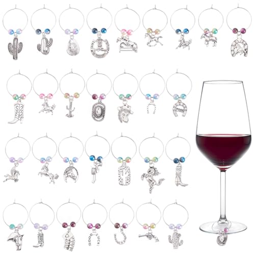 Breloques pour verre à vin cow-boy PLIGREAT lot de 30 marque-verres pour fête