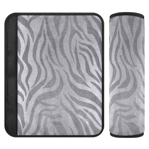 Image of 2 Pack Seatbelt Covers Seat Belt Cover Pad for Adults Boys Girls Car Seat Strap Covers Pads Cushion Universal Shoulder Strap Pad Protector for Backpack Camera Bag 10x7.7Inch Light Silvery Zebra Print
