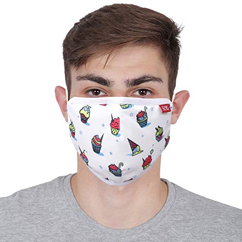 Image of Wiki Champs Mask for Adults (Cupcake, White, Large Size, Pack of 5)