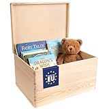 Creative Deco XXL Große Holzkiste mit Deckel | 40x30x24 cm (+/-1cm) | Holztruhe Erinnerungsbox Baby Holzbox mit Deckel Kasten | Weihnachten | Für Dokumente, Spielzeug, Werkzeuge | ROH & UNGESCHLIFFEN