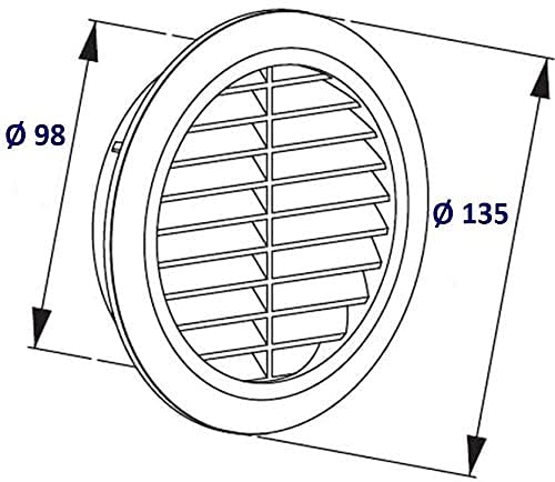 Griglia Di Scarico Ventilazione Rotonda - Plastica Bianca, Ø100-150 Mm | Con Zanzariera - Foto 8