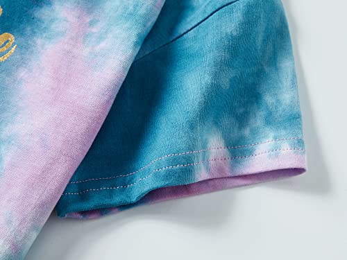 100% Cotton Tie Dye Crop Top & Shorts Clothes Set Outfit For Big Girls Size 7/8 #TOP3