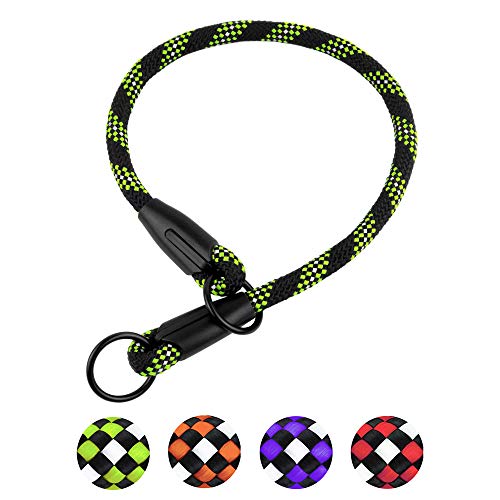 BRONZEDOG Rope Dog Collar Slip Choke Reflective Pet Collars for Small Medium Large