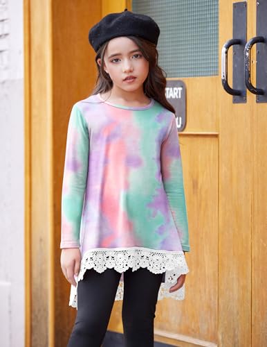 Image of Arshiner Girls Tunic Tops Casual Basic Loose Soft Swing Pullover Long Blouse T-Shirt Tee