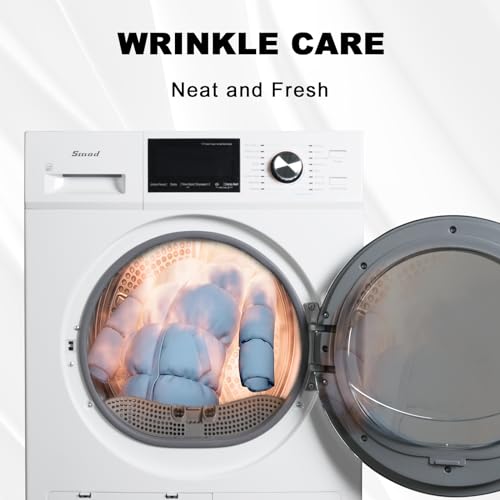 Smad 23.4" Ventless Heat Pump Dryer, 4.4 Cu.Ft Front Load Clothes Dryer with Wrinkle Care,10KG Load, 120/240V, White