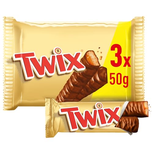TWIX barritas de chocolate rellenas de caramelo y galleta bolsa 3 uds 150 gr