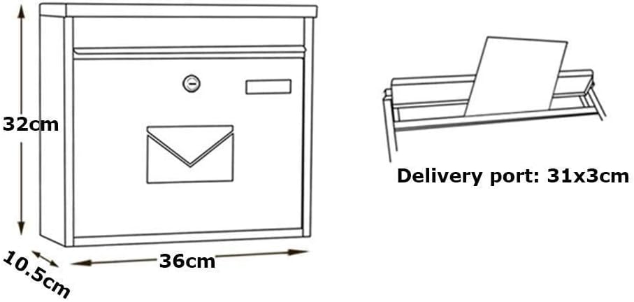 HBJWOV Mailbox European Outside Aluminum Wall Mount Post Box Secure Mailbox Letterbox Outdoor Retro Vintage Mailboxes