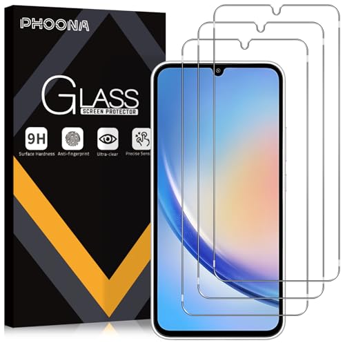 Phoona 3 Stück Schutzfolie für Samsung Galaxy A34 5G Panzer Schutz Glas 9H Härte 0.33mm HD Displayschutzfolie Ultra-klar für Samsung A34 5G für Panzerglas Full Screen Stoßfest Kratzfest