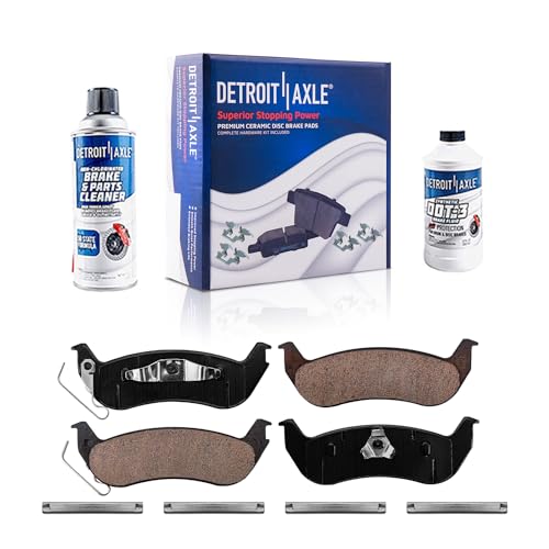 Image of Detroit Axle - 4pc Rear Brake Pads for Ford Crown Victoria Ranger, Lincoln Town Car, Mercury Grand Marquis Marauder, Ceramic Brake Pads with Hardware Replacement
