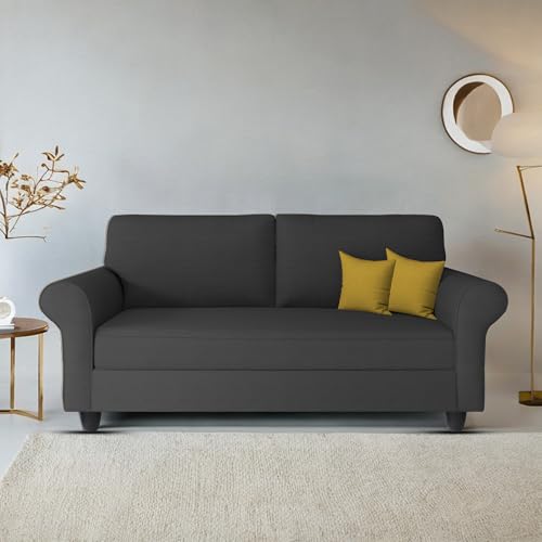 Image of BRAXTONE Aaron 2 Seater Sofa Set for Living Room (Black Fabric) Premium Fabric Sofa